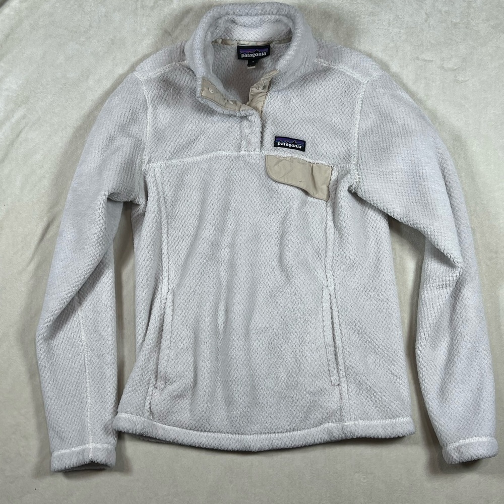 Patagonia Women's Size Small Cream Synchilla Button Snap Sherpa Fleece Pullover